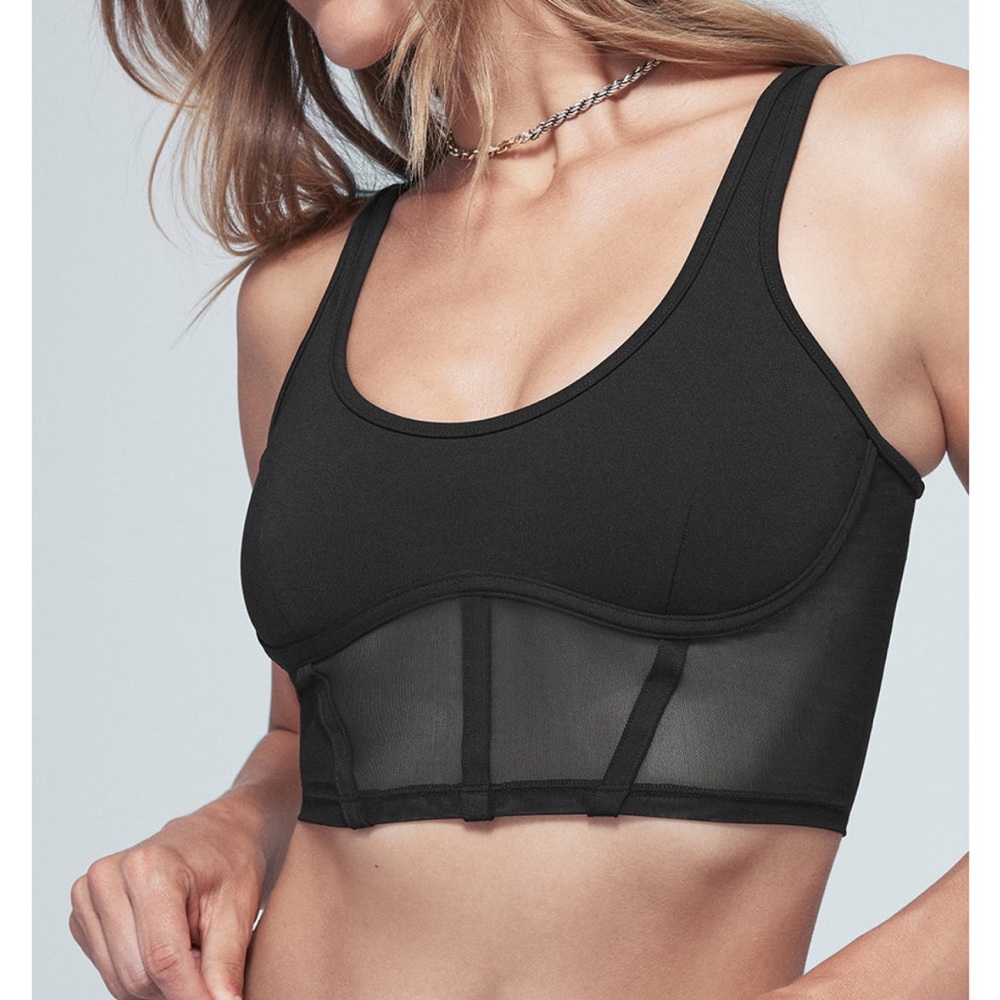 Alo Airbrush Mesh Corset Tank - Black